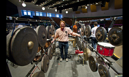 Percussionist Ward Spangler among the gongs. Photo: rr jones