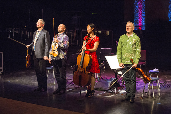Kronos Quartet, following their Sunday evening chamber concert at the Civic Auditorium. Photo by rr jones.