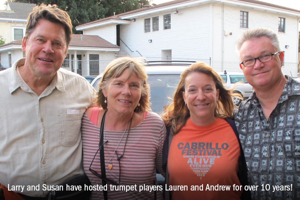 Larry and Susan have hosted trumpet players Lauren and Andrew for over 10 years!