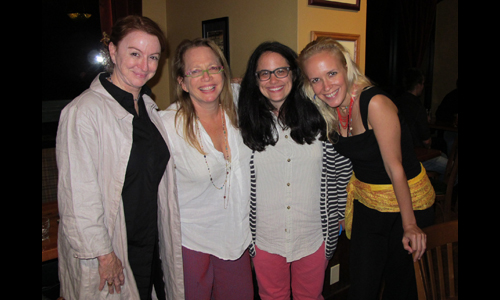 Photographer Deborah Luster, with composers Laura Karpman, Nora Kroll-Rosenbaum, and Alexandra du Bois at the Hidden World of Girls cast party. Photo: jess frye