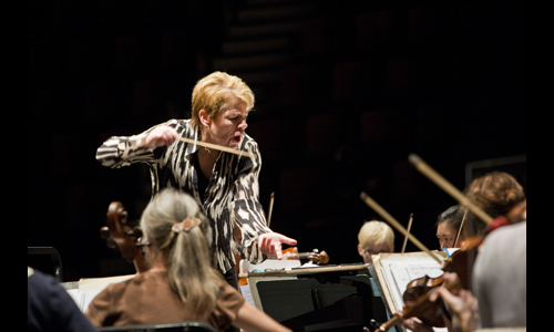 Marin Alsop leads the award-winning Cabrillo Festival Orchestra. Photo: rr jones