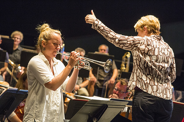 Extraordinary Norwegian trumpet soloist Tine Thing Helseth rehearses the US premiere of James MacMillan's Epiclesis. Photo by rr jones. .