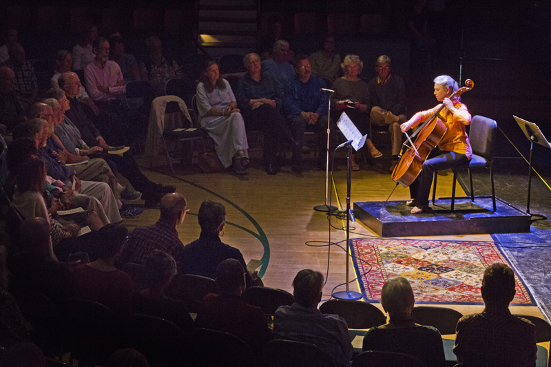 Longtime Festival cellist Virginia Kron treats audiences to a solo performance at the Donors Concert. Photo by rr jones.