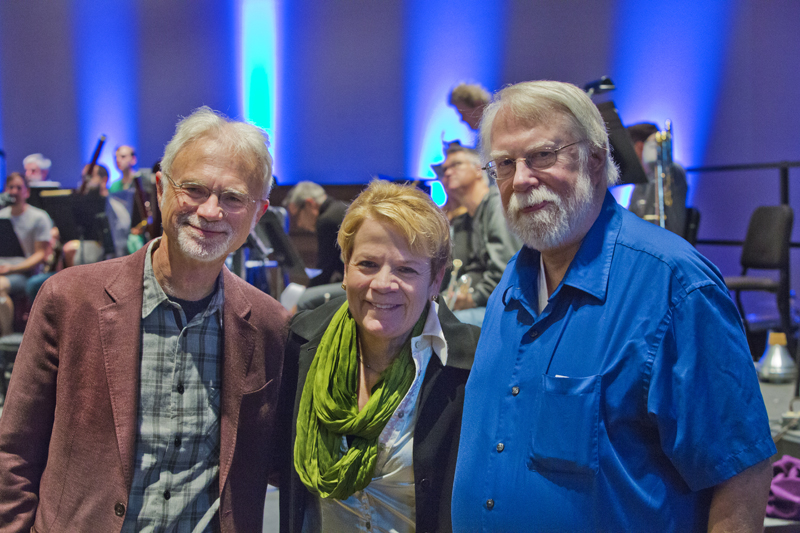Marin Alsop with two of her favorite composers, John Adams and Chris Rouse. Photo by rr jones.