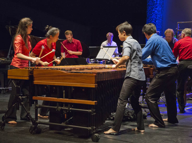 The young students of Festival principal percussionist Galen Lemmon performing. Photo by rr jones.