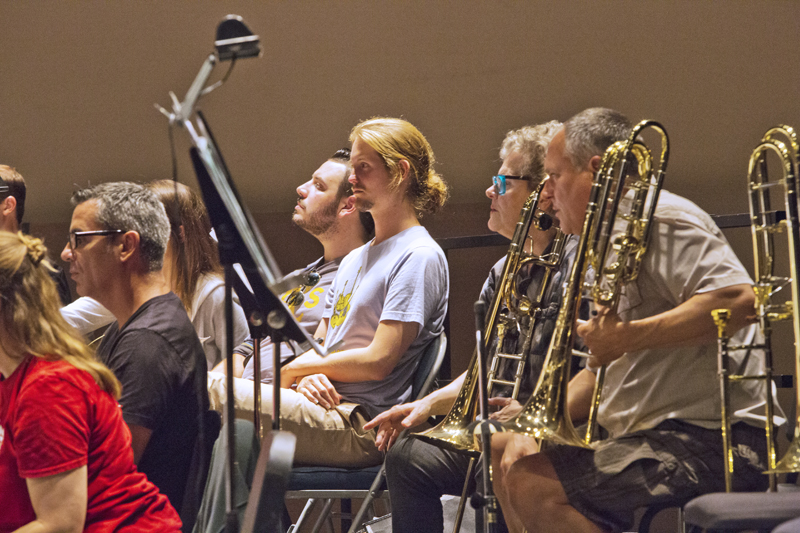Student Staffers get the special chance to sit 'Inside the Orchestra' during a rehearsal! Photo by rr jones.