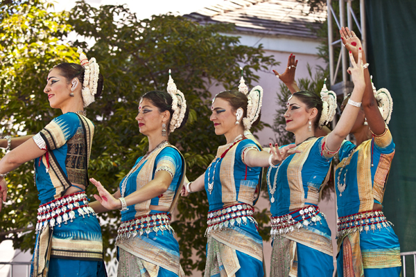 Classical Indian dance ensemble Shakti Bhakti perform on the Church Street Stage. Photo by rr jones.