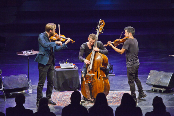 String trio Time for Three raised the roof 'In the Blue Room' at the Santa Cruz Civic Auditorium. Photo by rr jones.