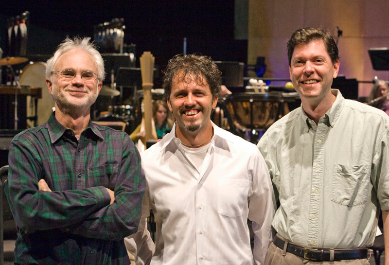 Composers John Adams, Sean Hickey and Pierre Jalbert, 2010, photo by rr jones