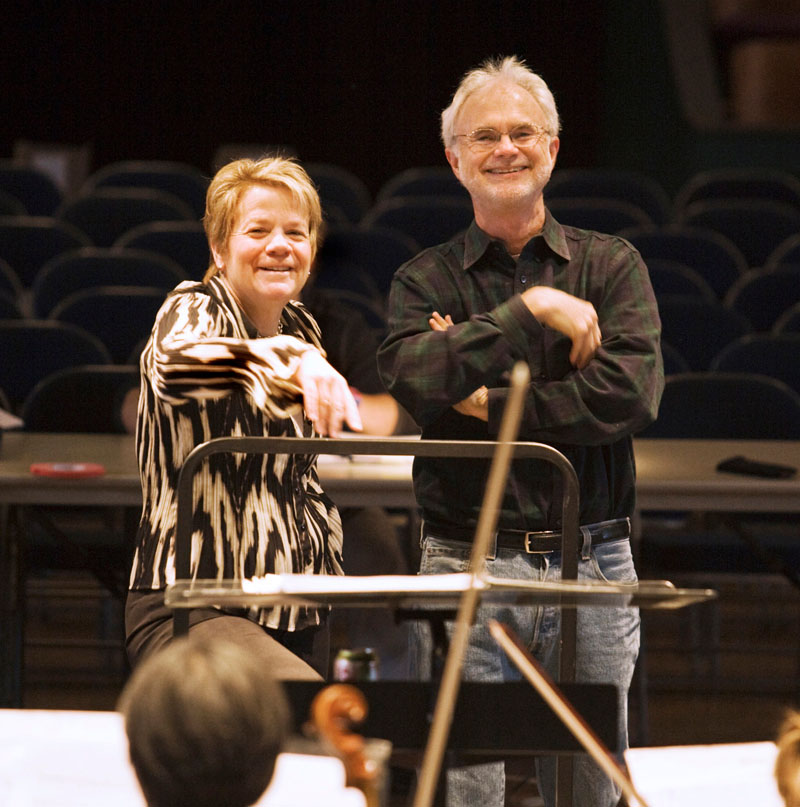 Marin Alsop and John Adams in rehearsals with the Festival Orchestra in 2010, by rr jones.