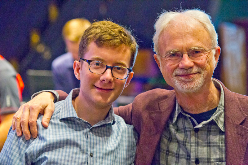 John Adams and young composer Michael Kropf, commissioned by Pacific Harmony Project in 2016. photo by rr jones.