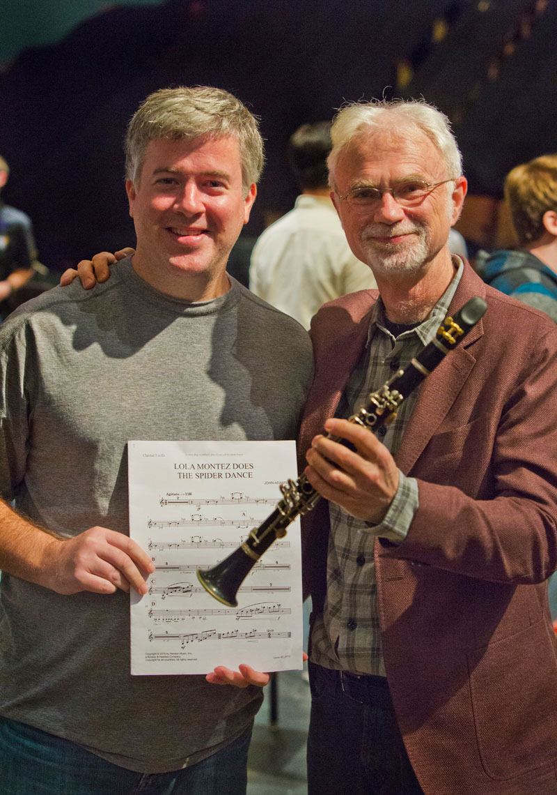 John Adams congratulates clarinetist John Schertle on his tricky E Flat 2016, by rr jones.