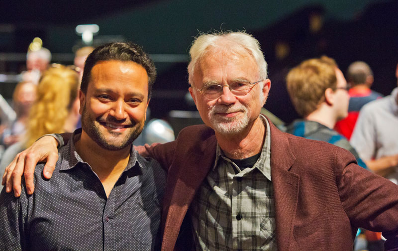 John Adams with Bharat Chandra, principal clarinetist with the Cabrillo Festival Orchestra, 2016, by rr jones.