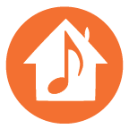 House with musical note logo
